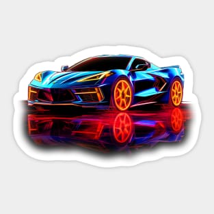 Rapid Blue C8 Corvette racecar with reflection Supercar Sports car Racing car Elkhart Lake Blue Rip Tide Blue Sticker